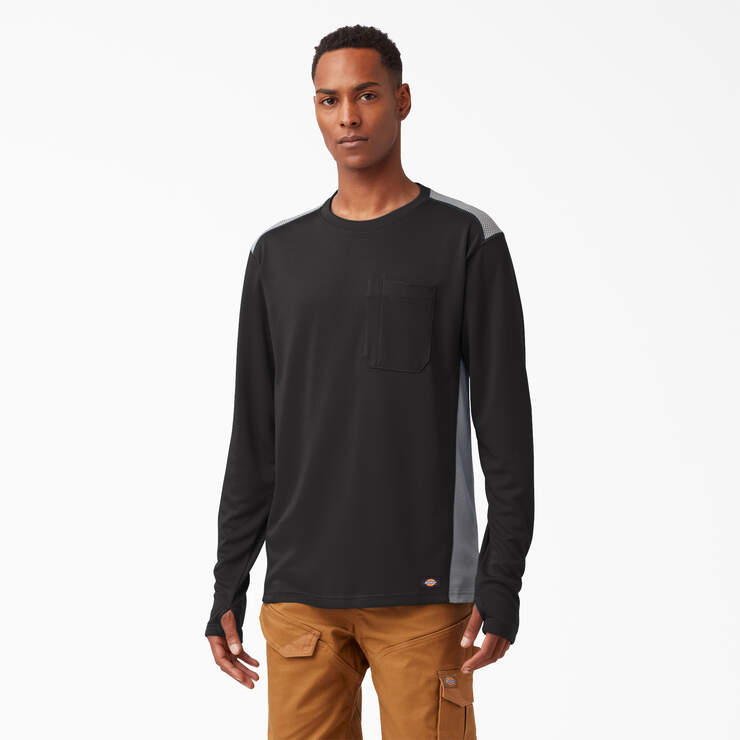 Temp-iQ® 365 Long Sleeve Pocket T-Shirt - Black (KBK) image number 1