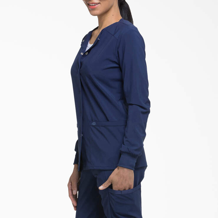 Women's EDS Essentials Snap Front Scrub Jacket - Navy Blue (NYPS) image number 2