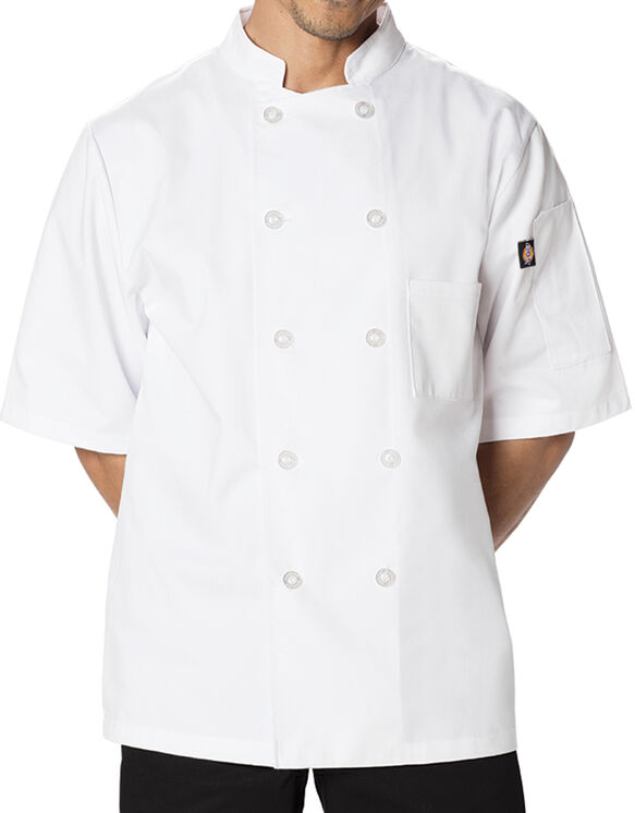 Unisex Classic 10 Button Short Sleeve Chef Coat - WHITE (WHT)