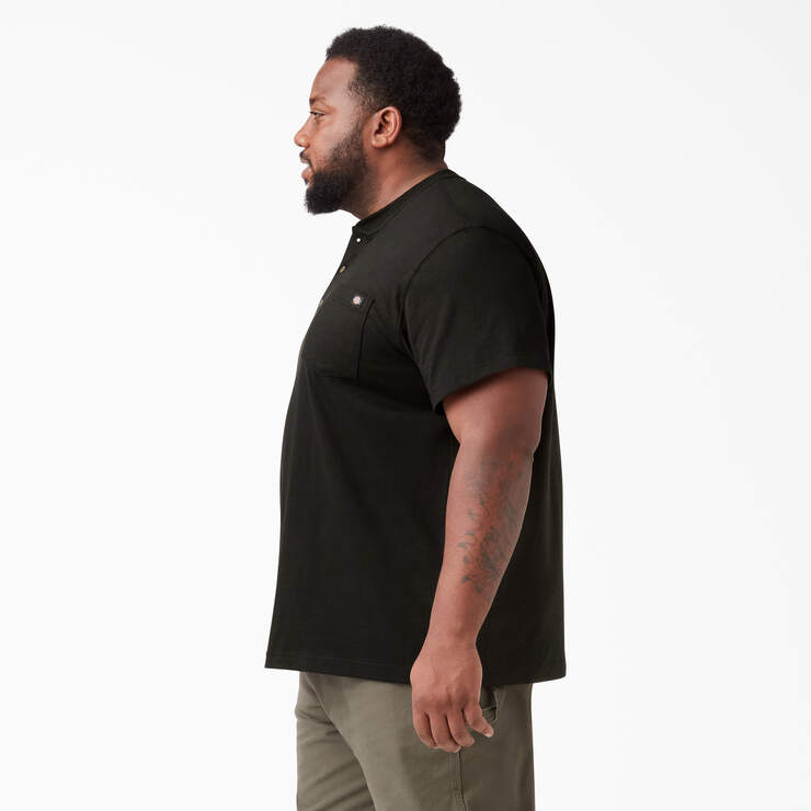Heavyweight Short Sleeve Henley T-Shirt - Black (BK) image number 6