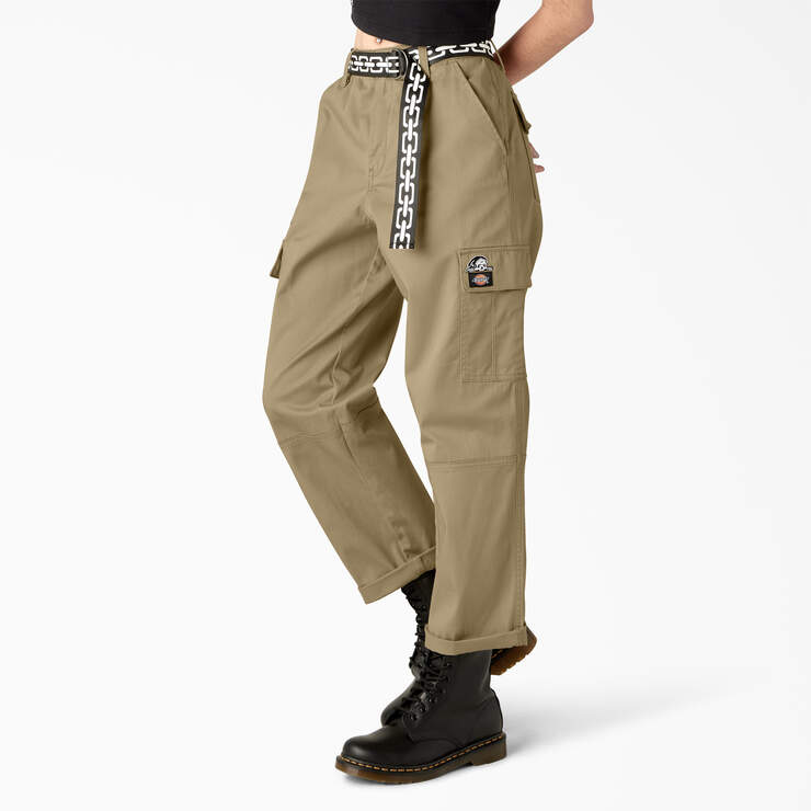Dickies x Lurking Class Women’s Relaxed Fit Cropped Cargo Pants - Khaki (KH) image number 3