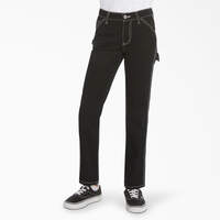Dickies Girl Youth Carpenter Pants, Size 7-16 - Black (BLK)