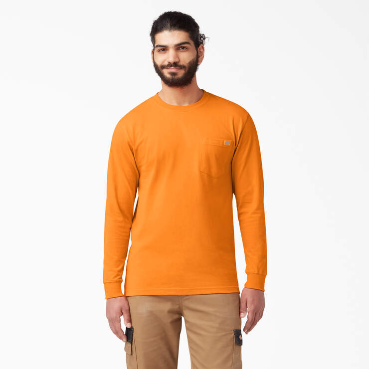 Heavyweight Long Sleeve Pocket T-Shirt - Orange (OR) image number 1