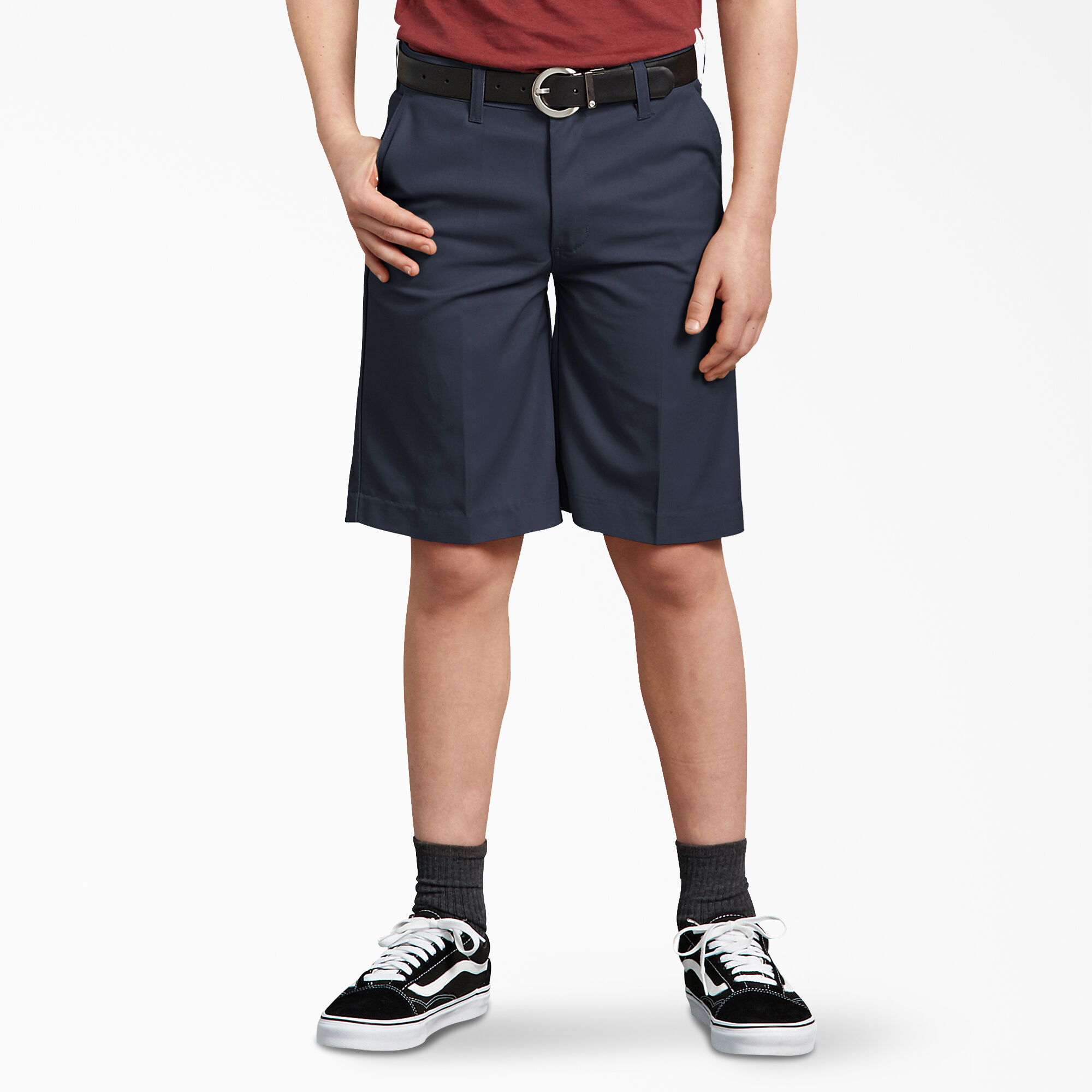 NEW Dickies Boys Navy Shorts School Uniform Size 8 H Flat Front Classic Fit 