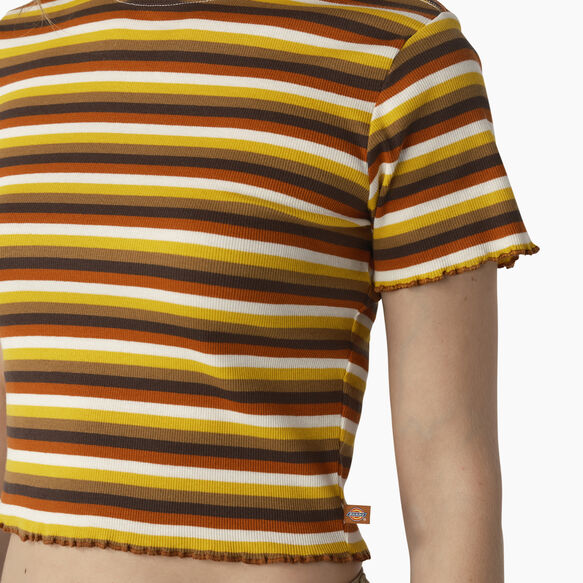 Women&#39;s Striped Cropped Baby T-Shirt - Ginger Honey Baby Stripe &#40;GSN&#41;
