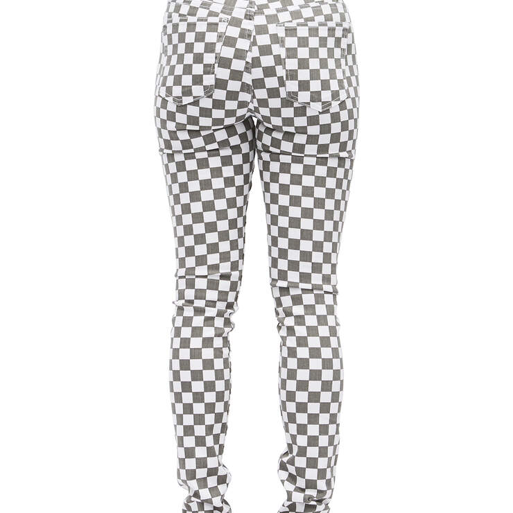 Dickies Girl Juniors' 5 Pocket Checkered Pants - Black White Checkered (CBW) image number 2