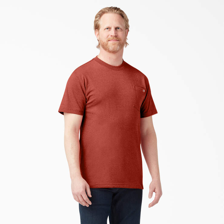 Heavyweight Heathered Short Sleeve Pocket T-Shirt - Rustic Red Heather (RRH) image number 1