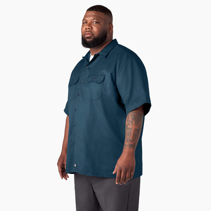 Short Sleeve Work Shirt - Navy Blue (NV) image number 7