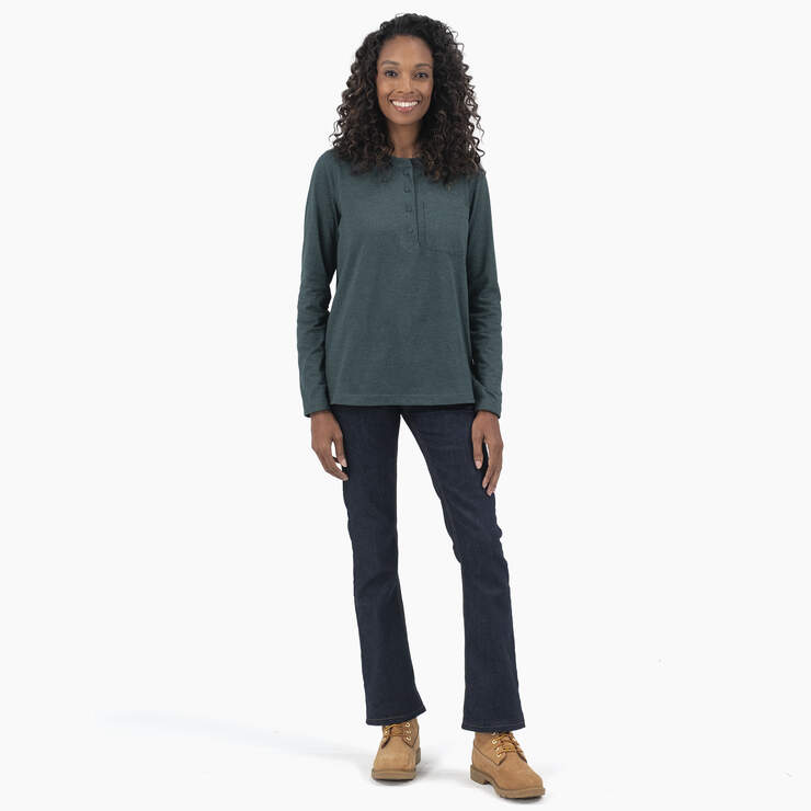 Women's Heavyweight Henley - Forest Heather (F1H) image number 6