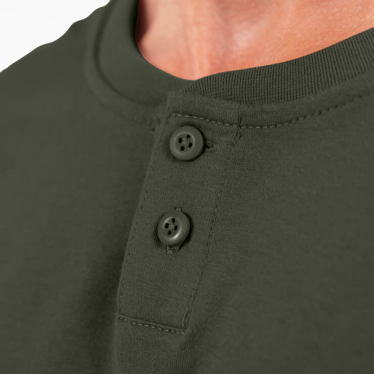 Long Sleeve Henley T-Shirt - Olive Green (OG) image number 3
