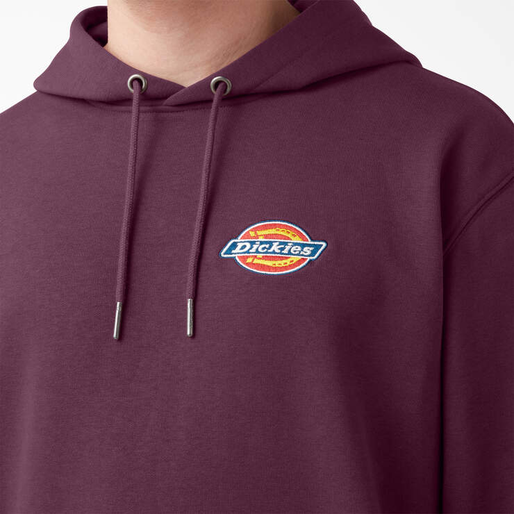 Fleece Embroidered Chest Logo Hoodie - Grape Wine (GW9) image number 5