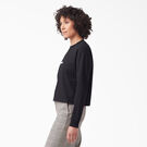 Women&#39;s Script Logo Long Sleeve Cropped T-Shirt - Black &#40;KBK&#41;