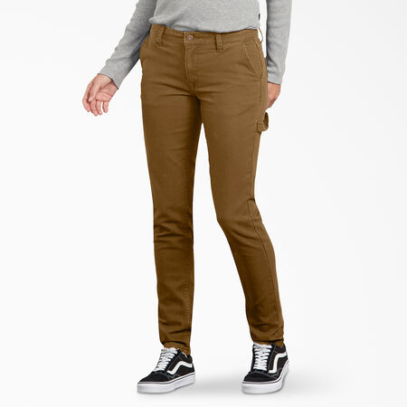 Women&#39;s FLEX Slim Fit Duck Carpenter Pants - Rinsed Brown Duck &#40;RBD&#41;