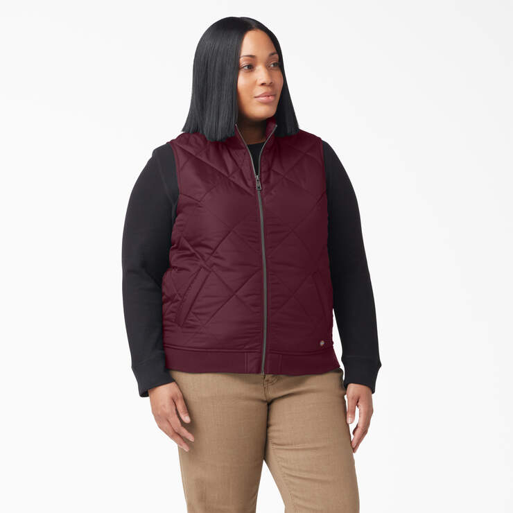 Women’s Plus Quilted Vest - Burgundy (BY) image number 1