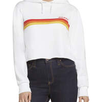 Dickies Girl Juniors' Rainbow Chest Striped Cropped Hoodie - White (WH)