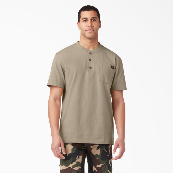 Heavyweight Short Sleeve Henley T-Shirt - Desert Sand &#40;DS&#41;