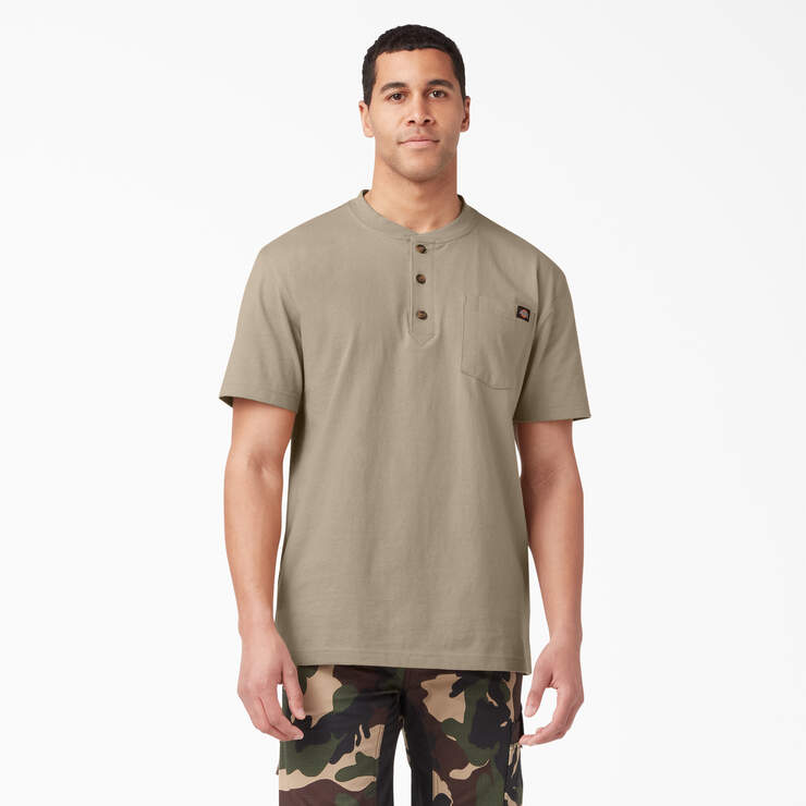Heavyweight Short Sleeve Henley T-Shirt - Desert Sand (DS) image number 1