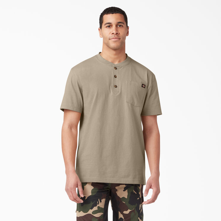 Heavyweight Short Sleeve Henley T-Shirt - Desert Sand &#40;DS&#41;
