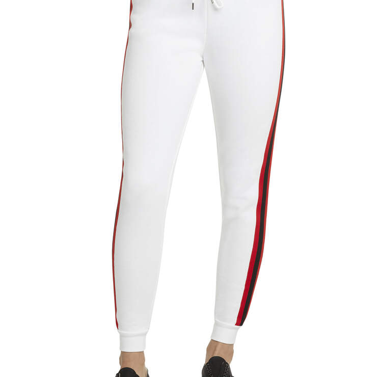 Dickies Girl Juniors' Side Striped Elastic Logo Jogger Pants - White (WH) image number 1