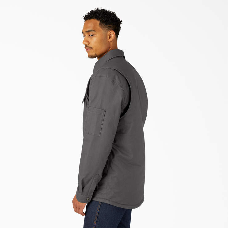 Water Repellent Fleece-Lined Duck Shirt Jacket - Slate Gray (SL) image number 3