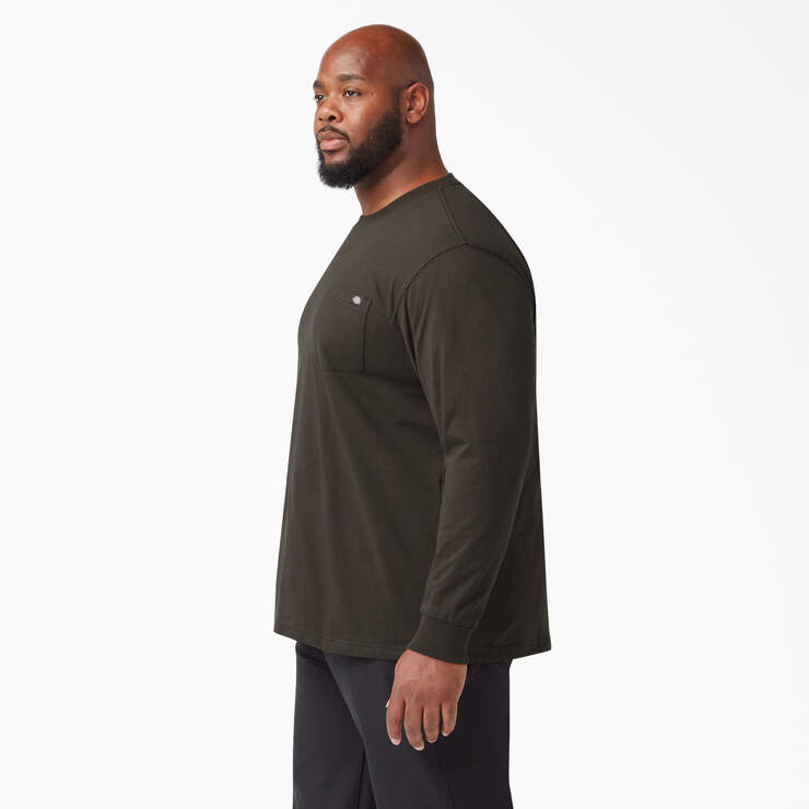 Heavyweight Long Sleeve Pocket T-Shirt - Chocolate Brown (CB) image number 6