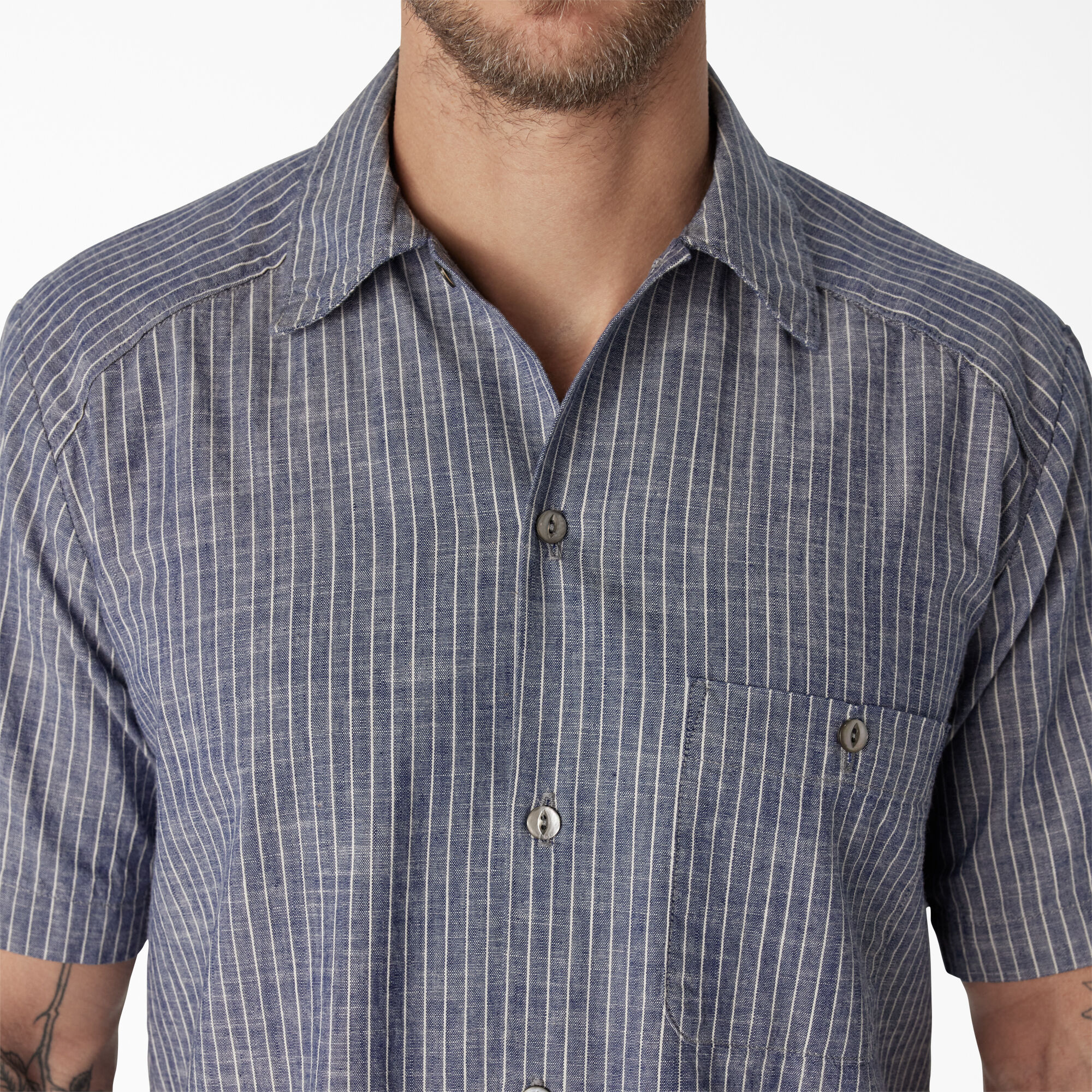 Dickies 1922 Short Sleeve Striped Chambray Shirt Dickies US