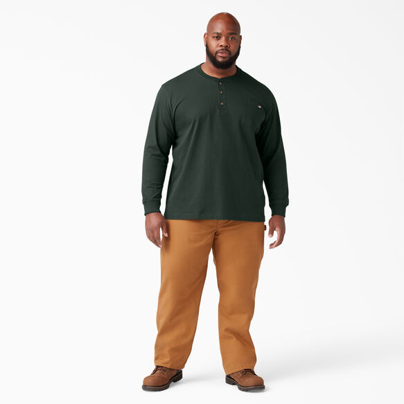 Heavyweight Long Sleeve Henley T-Shirt - Hunter Green &#40;GH&#41;