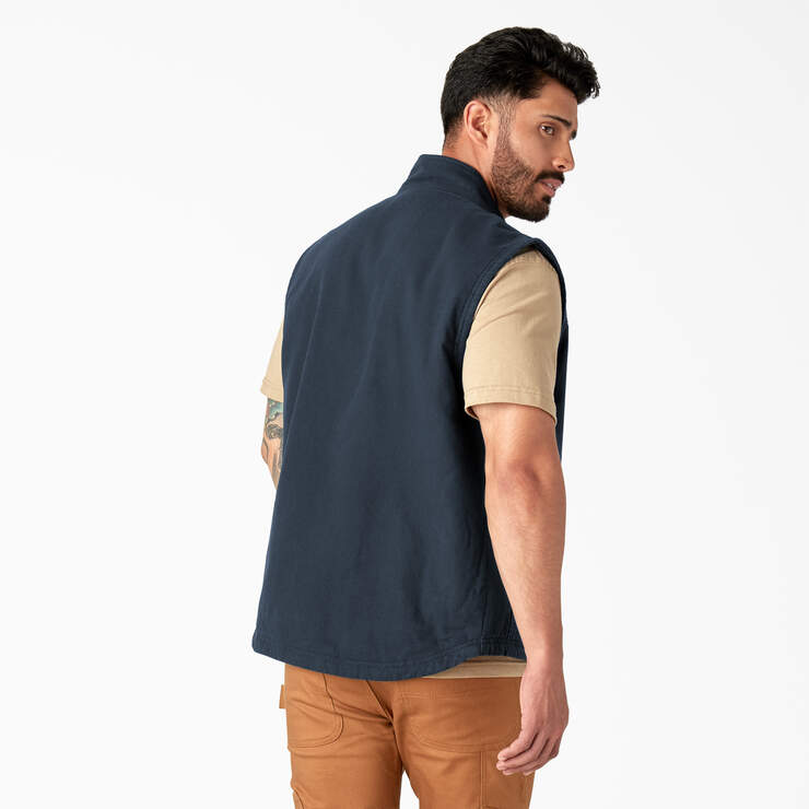 Duck Canvas High Pile Fleece Lined Vest - Rinsed Dark Navy (RDN) image number 2