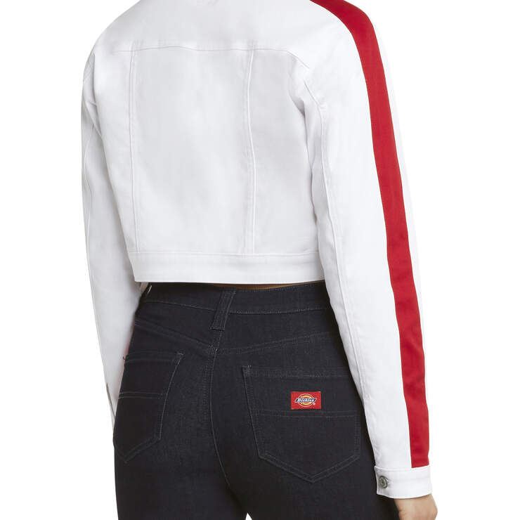 Dickies Girl Juniors' Racing Cropped Jacket - White (WH) image number 2