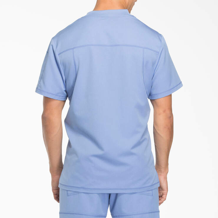 Men's Dynamix V-Neck Scrub Top with Zip Pocket - Ceil Blue (CBL) image number 2
