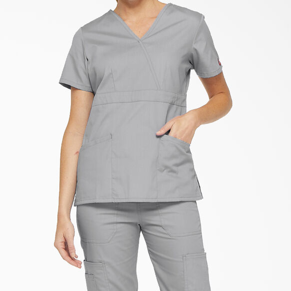 Women&#39;s EDS Signature Mock Wrap Scrub Top - Gray &#40;GY&#41;