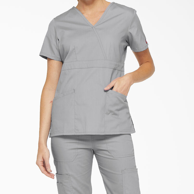 Women&#39;s EDS Signature Mock Wrap Scrub Top - Gray &#40;GY&#41;