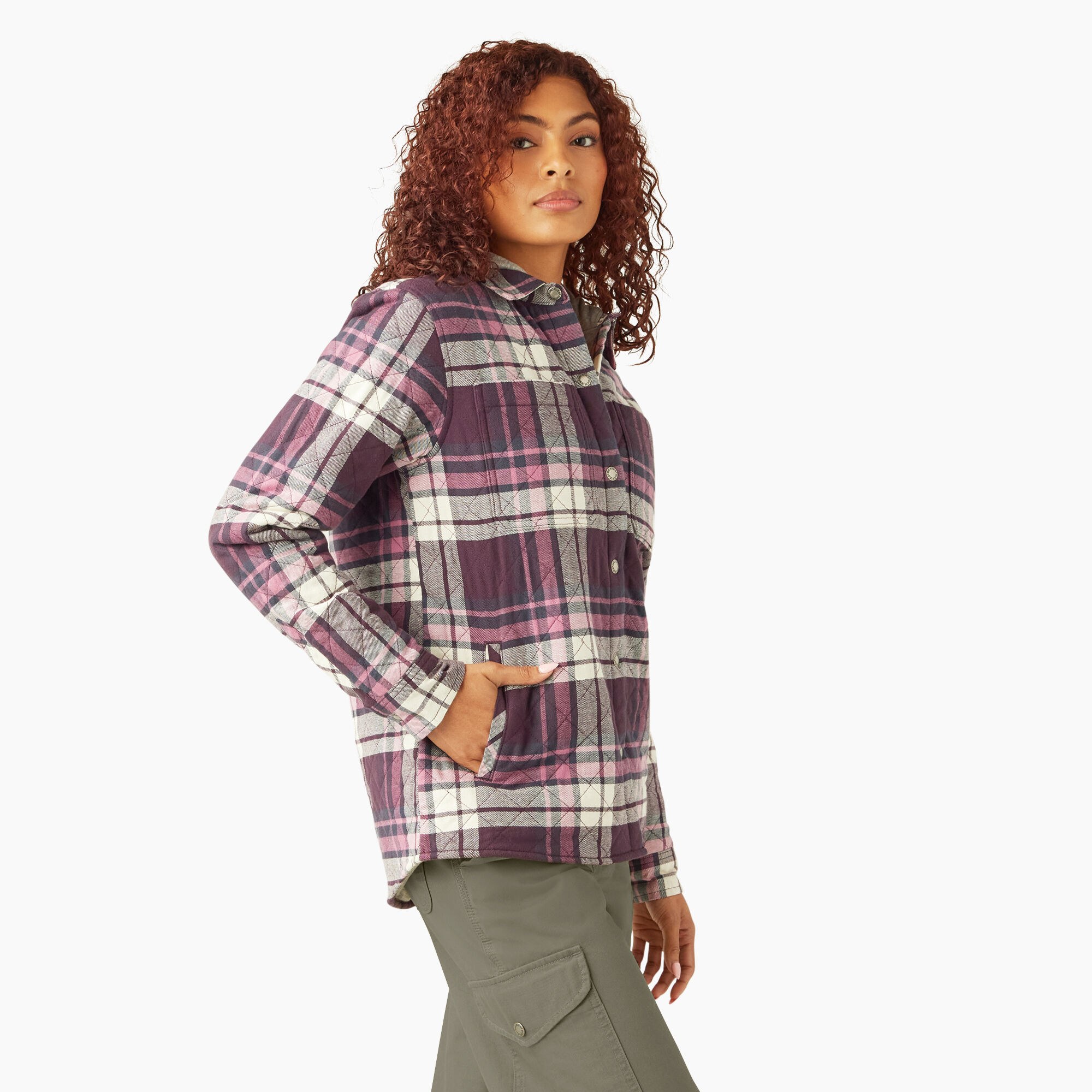 Women s Flannel Hooded Shirt Jacket Dickies US