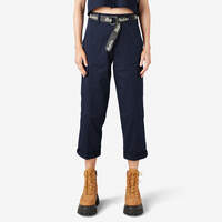 Women's Relaxed Fit Cropped Cargo Pants - Ink Navy (IK)