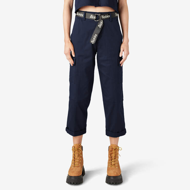 Women's Relaxed Fit Cropped Cargo Pants - Ink Navy (IK) image number 1