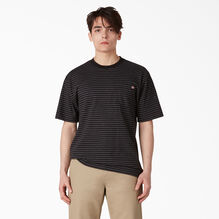 Short Sleeve Striped Pocket T-Shirt - Black Heather Stripe &#40;HSB&#41;
