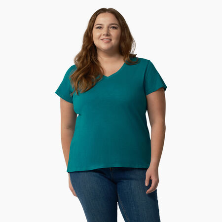 Women&#39;s Plus Short Sleeve V-Neck T-Shirt - Deep Lake &#40;DL2&#41;