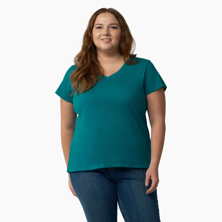 Women&#39;s Plus Short Sleeve V-Neck T-Shirt - Deep Lake &#40;DL2&#41;