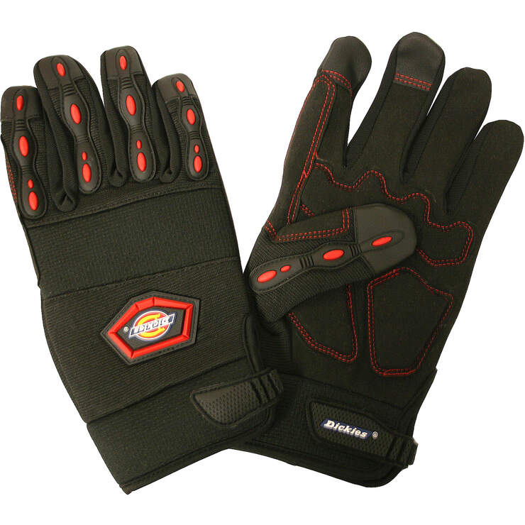 Mechanics Gloves, Synthetic Leather Palm, Large - Black (BK) image number 1