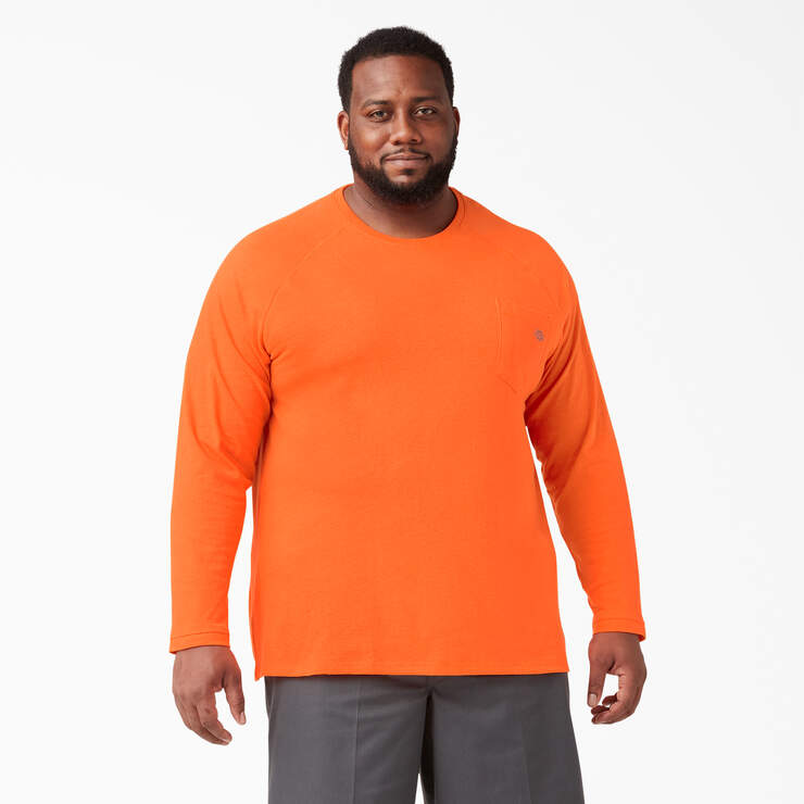 Cooling Long Sleeve Pocket T-Shirt - Bright Orange (BOD) image number 4