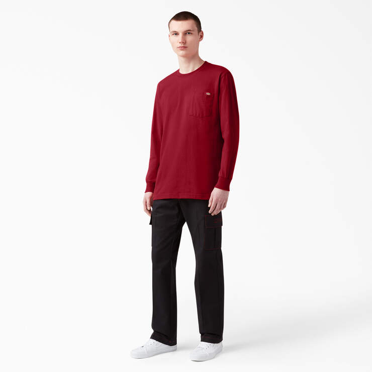 Heavyweight Long Sleeve Pocket T-Shirt - English Red (ER) image number 9