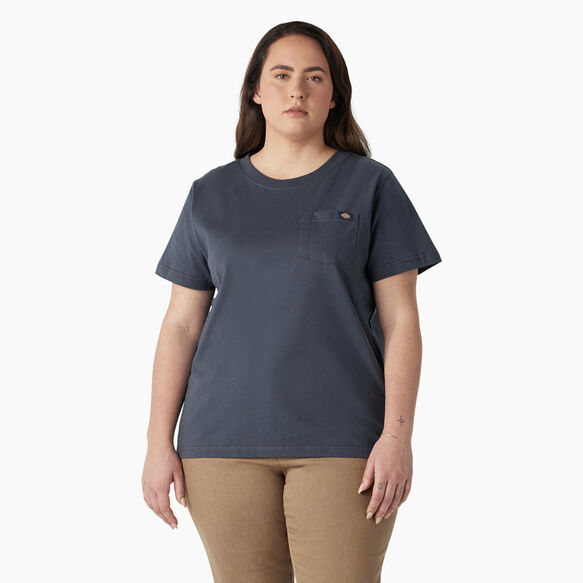 Women&#39;s Plus Heavyweight Short Sleeve Pocket T-Shirt - Airforce Blue &#40;AF&#41;