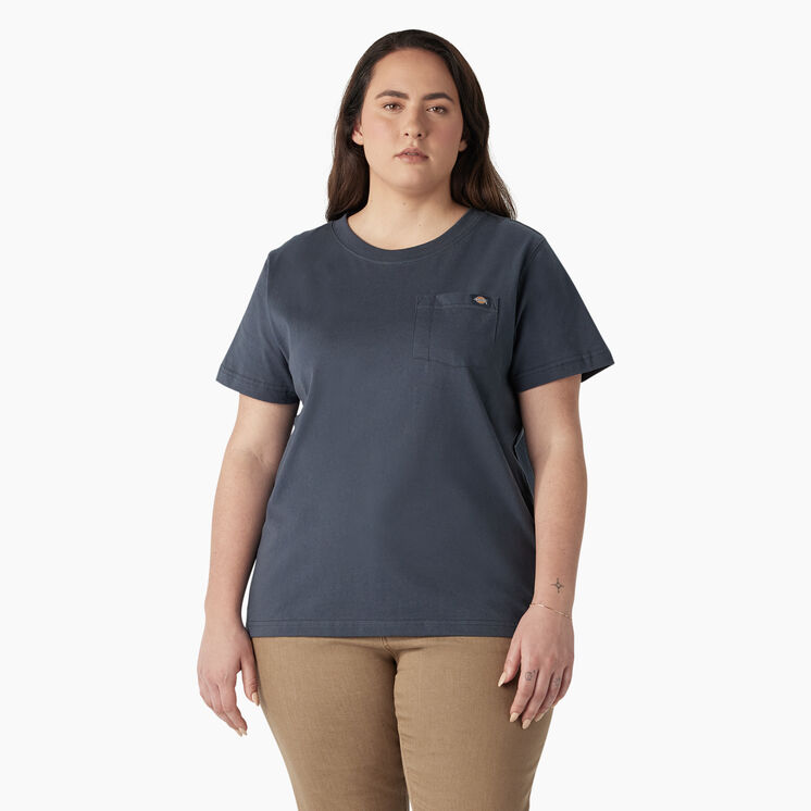 Women&#39;s Plus Heavyweight Short Sleeve Pocket T-Shirt - Airforce Blue &#40;AF&#41;