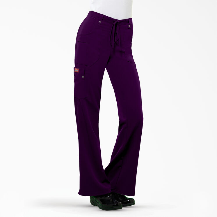 Women's Xtreme Stretch Flare Leg Cargo Scrub Pants - Purple Eggplant (EGG)