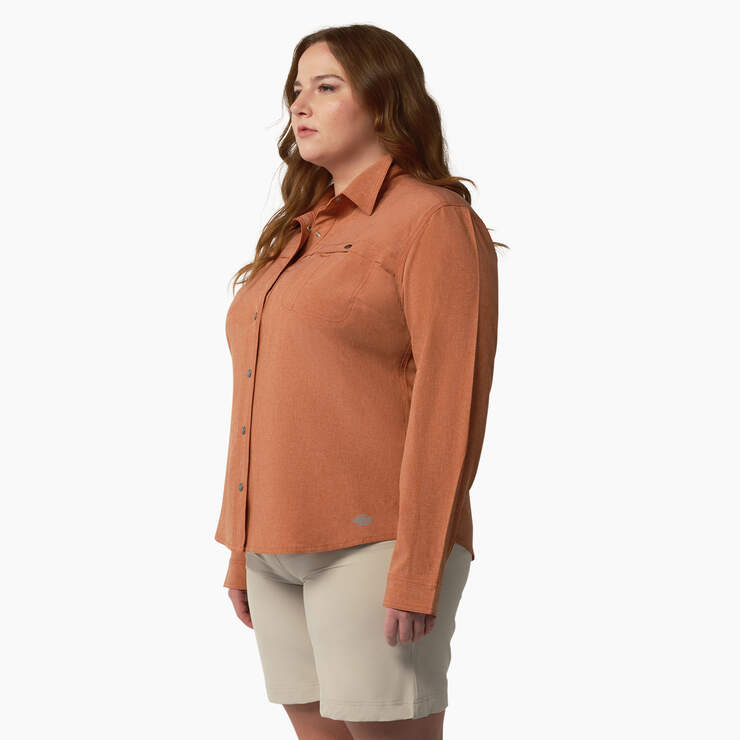 Women's Plus Cooling Roll-Tab Work Shirt - Copper Heather (EH2) image number 3