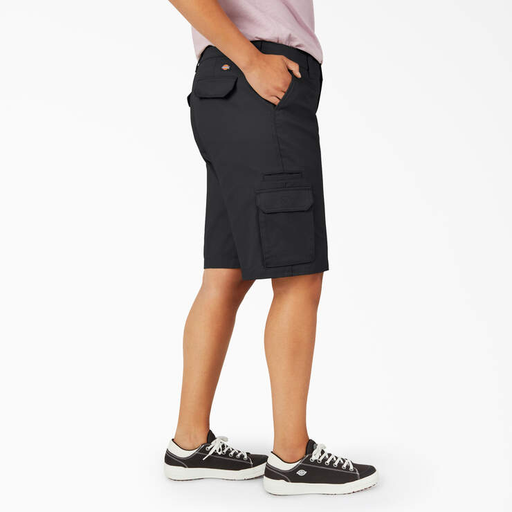 Women's Plus Relaxed Fit Cargo Shorts, 11" - Black (BK) image number 4