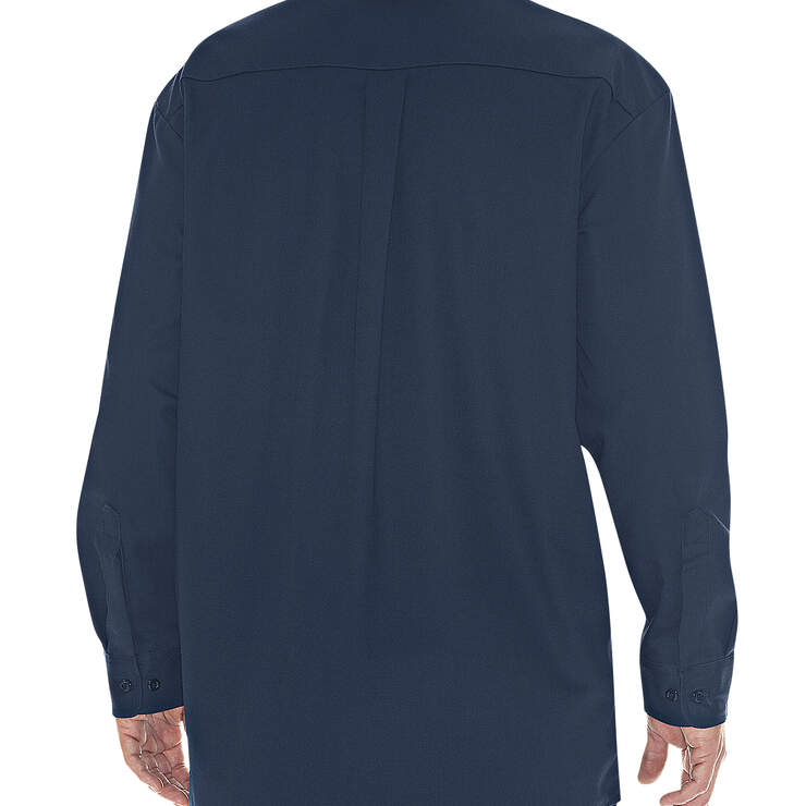 Flame-Resistant Long Sleeve Twill Button-Down Shirt - Navy Blue (NV) image number 2