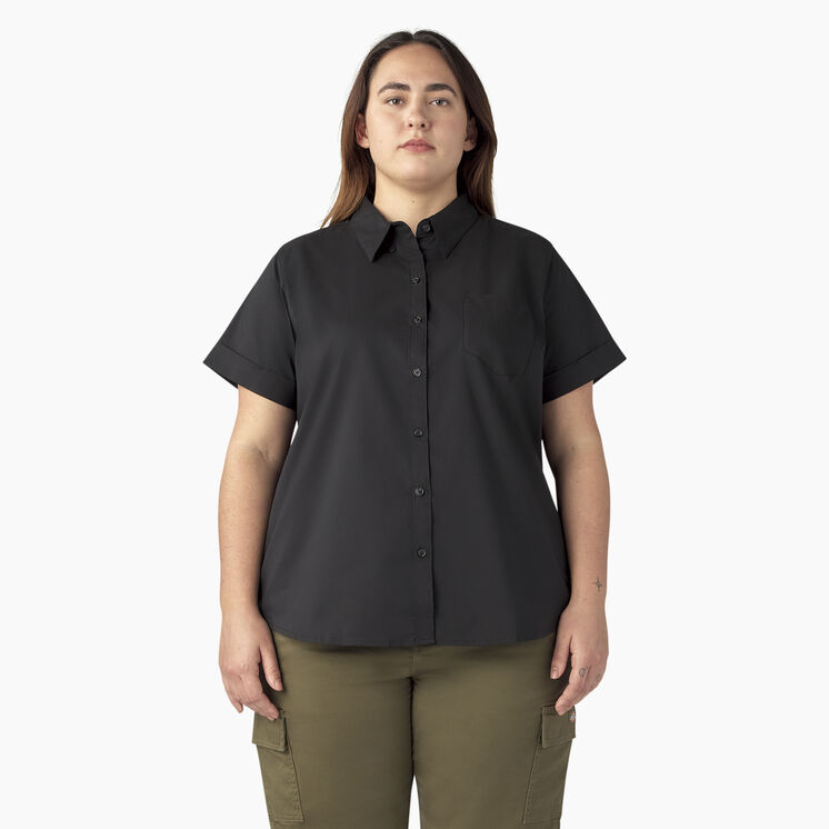 Women&rsquo;s Plus Button-Up Shirt - Black &#40;BK&#41;