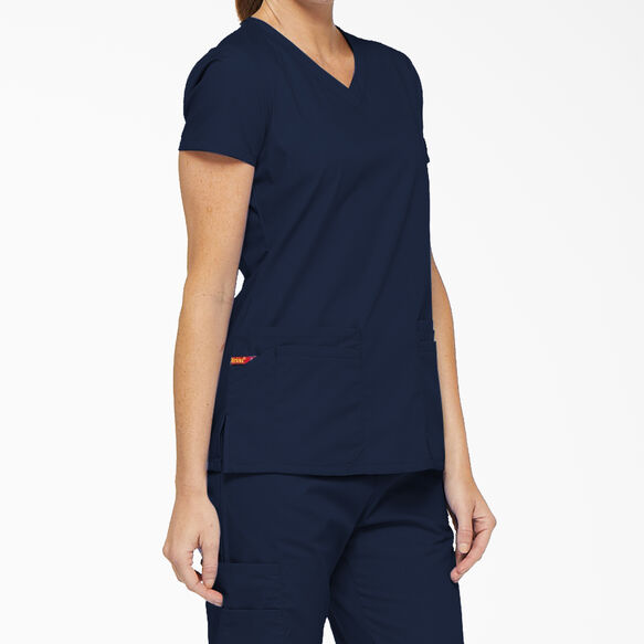 Women&#39;s EDS Signature V-Neck Scrub Top with Pen Slot - Navy Blue &#40;NVY&#41;