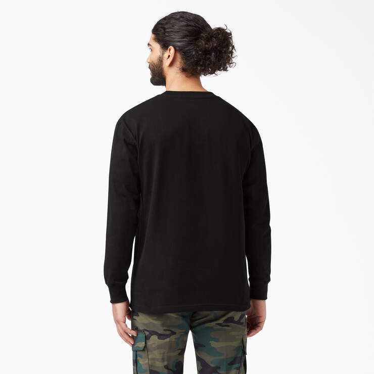 Heavyweight Long Sleeve Pocket T-Shirt - Black (BK) image number 2